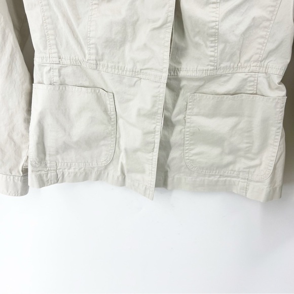 ✅ TALBOTS NEUTRAL COTTON JACKET POCKETS BUTTON FRONT SIZE 4 CAPSULE WARDROBE - Picture 2 of 6